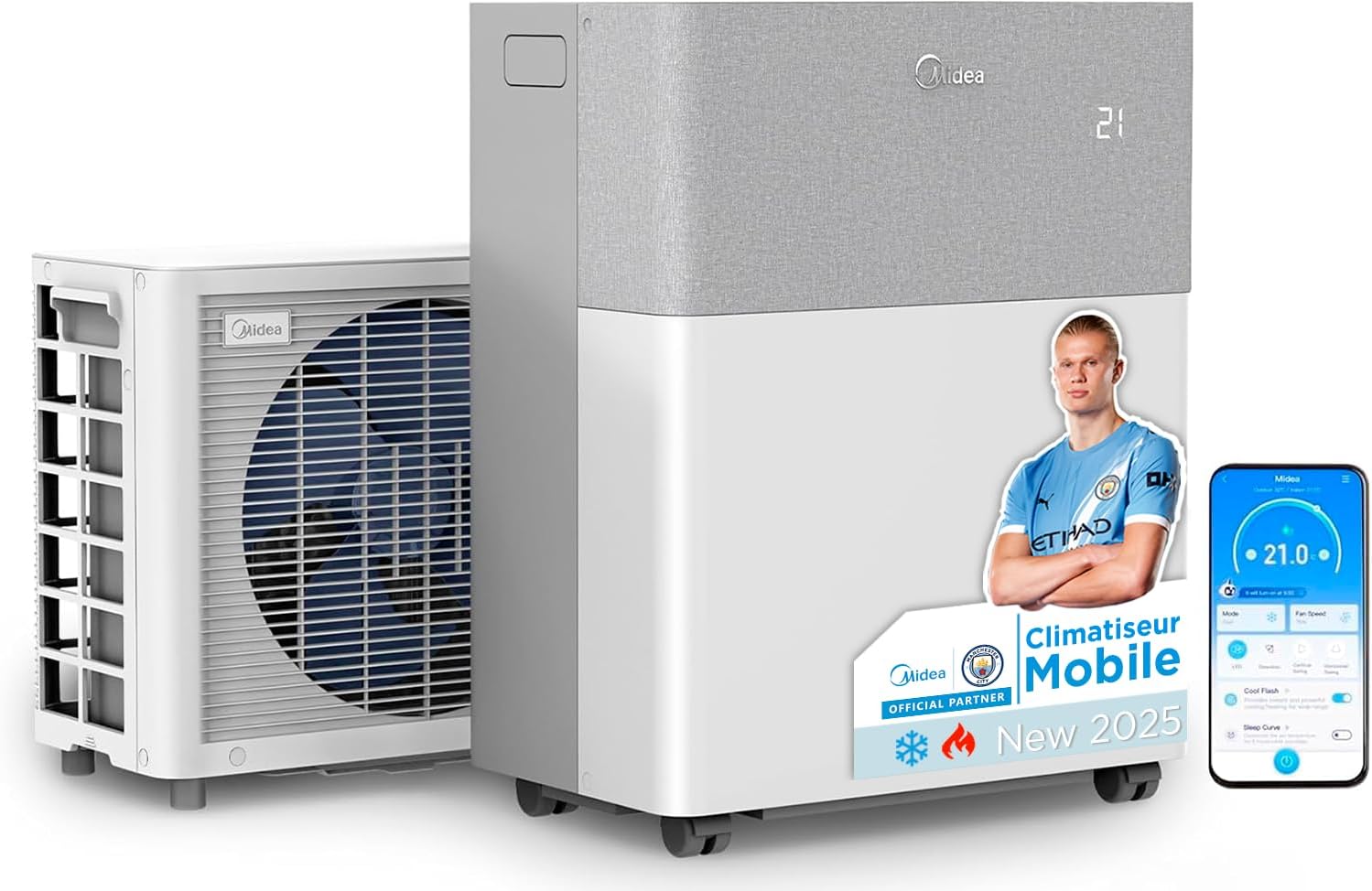 MIDEA Climatiseur PortaSplit Mobile Silencieux 4-in-1- 12000 BTU - Chauffage et Climatisation Portable Prêt à Poser 3,5kW- Clim Mobile avec rafraîchisseur, déshumidificateur, chauffage,ventilateur Portable + Split - 12000 BTU - 44 m2 - 3500 W