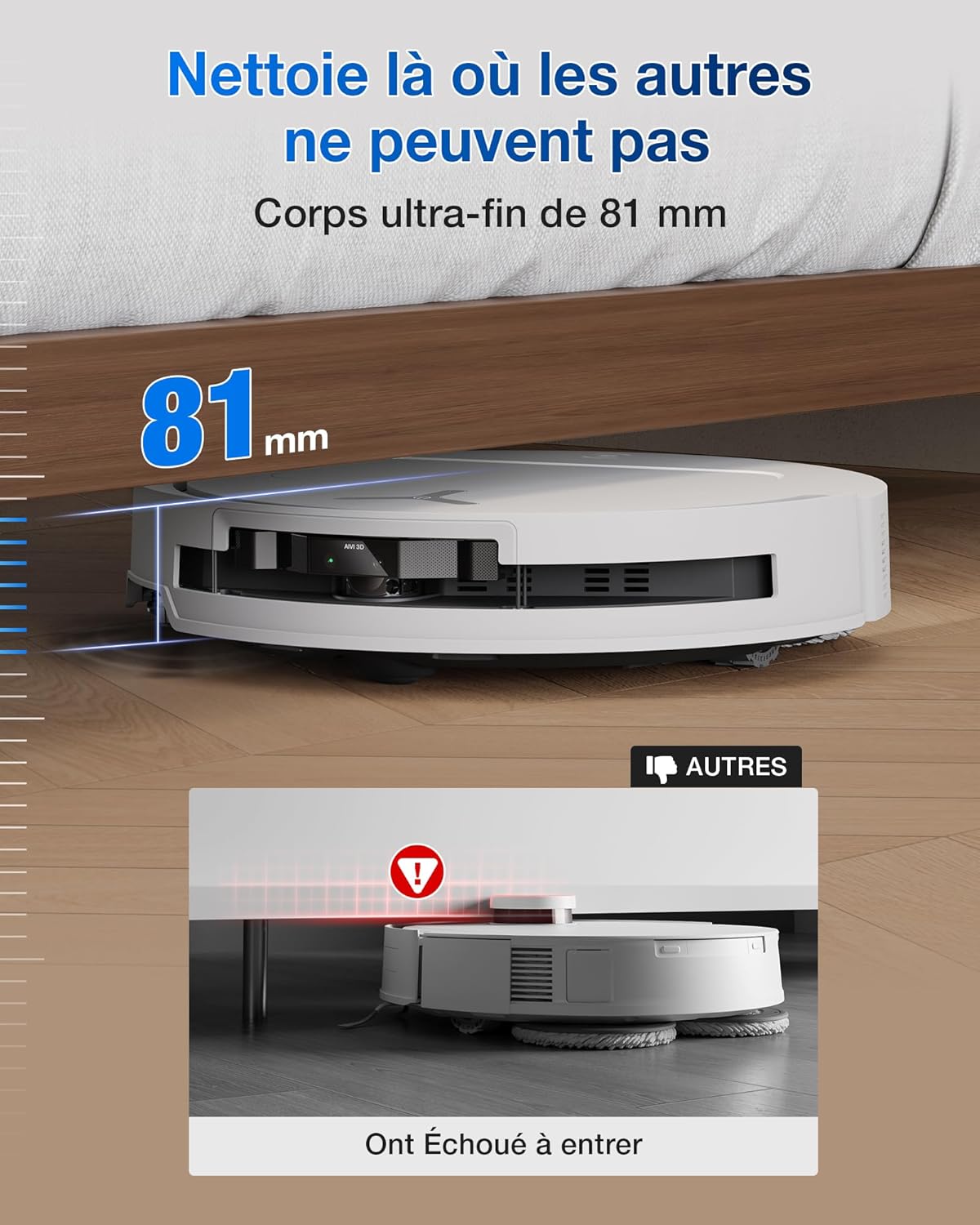T50 Pro Omni Gen2 Aspirateur Robot, 21000Pa amélioré par T30 Pro Omni, Brosse latérale et serpillière Extensibles, Ajout Automatique Solution de Nettoyage, Lavage à l'eau Chaude 75℃, Blanc T50 PRO OMNI Gen2 Blanc