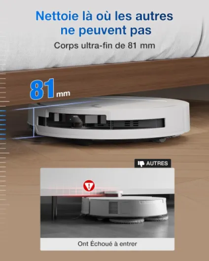 T50 Pro Omni Gen2 Aspirateur Robot, 21000Pa amélioré par T30 Pro Omni, Brosse latérale et serpillière Extensibles, Ajout Automatique Solution de Nettoyage, Lavage à l'eau Chaude 75℃, Blanc T50 PRO OMNI Gen2 Blanc