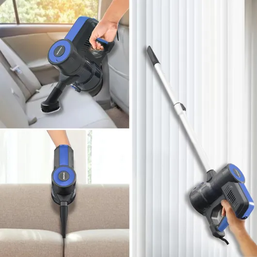 S12 Aspirateur Balai Filaire 600W 17kPa avec Brosse Allemande Wessel-Werk, Aspirateur 2 en 1 Léger et Puissant, Filtre HEPA Lavable, Idéal pour Sols Durs, Tapis et Poils d’Animaux