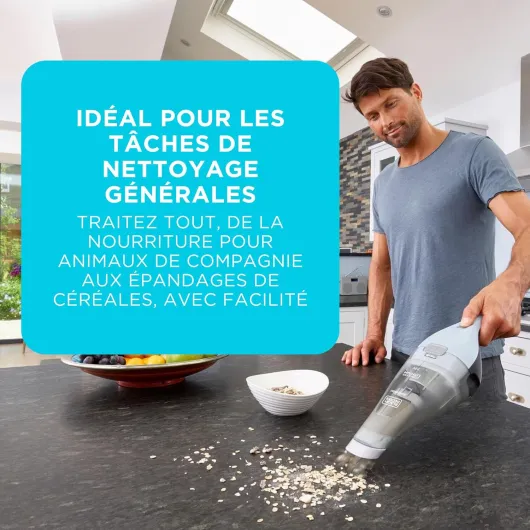 BLACK+DECKER - Aspirateur à Main sans Fil dustbuster - 7.2V (Batterie 2.0Ah) Aspirateur à Main sans Fil, Violet - NVC215W-QW Bleu Ciel Aspirateur à main sans fil - 7,2 V