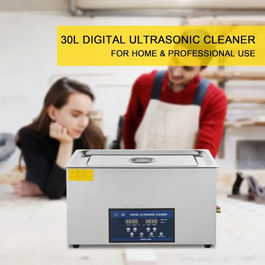 Nettoyeur à Ultrasons Double Fréquence 30 L, Professionnel Nettoyeur à Ultrasons 220 V avec Chauffage, Nettoyeur Ultrasons en Acier Inoxydable pour Pièces Bijoux Carte de Circuit 28/40 kHz