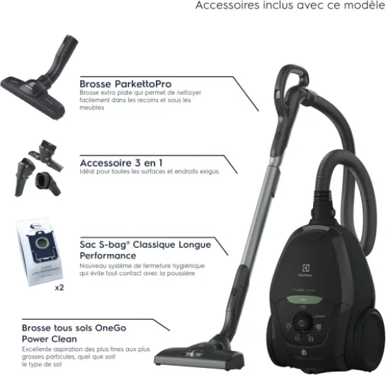 Pure D8, Aspirateur Traineau avec Sac, Incroyablement Silencieux, 57dB, Ecoresponsable, Multi Surfaces, Puissance Automatique Intelligente, PD82, Noir Canister