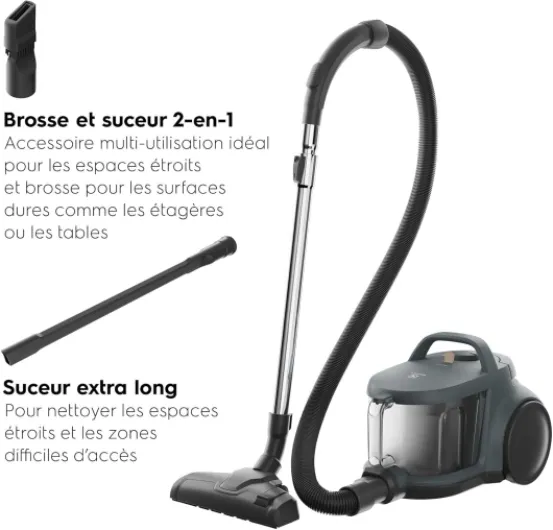 Clean 300, EL31C2OG, Aspirateur sans Sac, Technologie cyclonique, Filtration HEPA en 4 étapes, Brosse Combifloor, Capacité du bac à poussière 2L, Rayon d’Action 8m, 78 DB, Olive Green