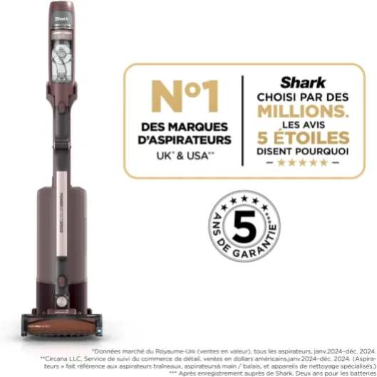 PowerDetect Speed Collection Luxe Clean & Empty, Aspirateur Balai sans Fil Haut de Gamme, Filtre HEPA Anti-allergènes, 60 Min d’autonomie, Base de Chargement Auto-vidante, 2 Embouts IA3246FRTBR